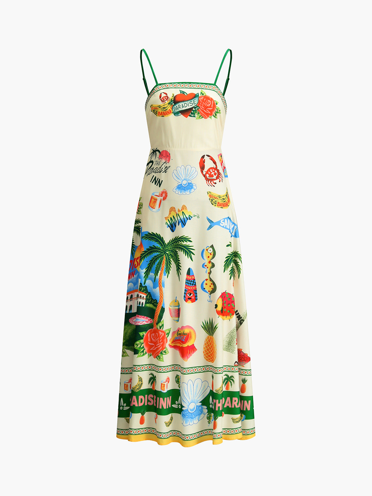 Baelvine Paradise Print Vacation Cami Långklänning