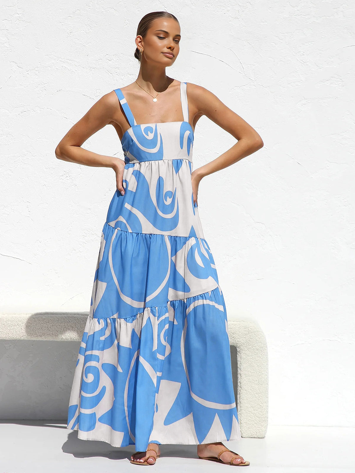 Reverwind – Langes Camisole-Kleid mit Sonnenprint 