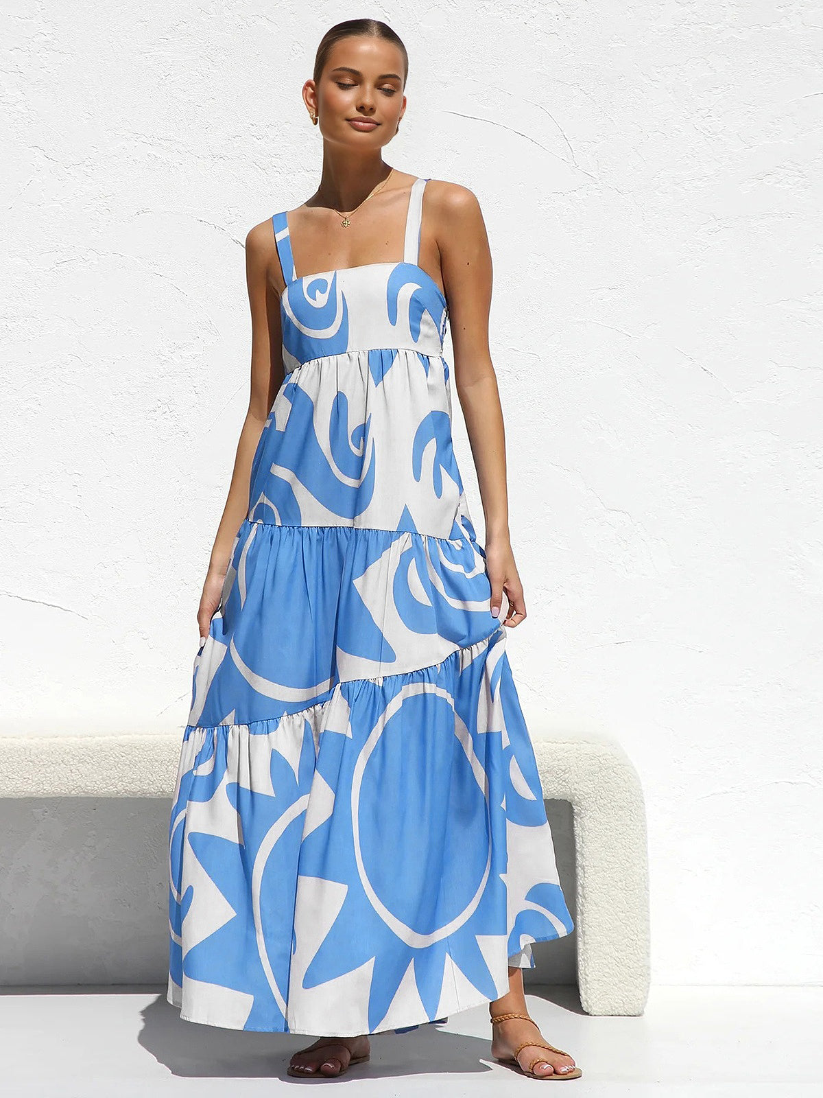 Reverwind – Langes Camisole-Kleid mit Sonnenprint 
