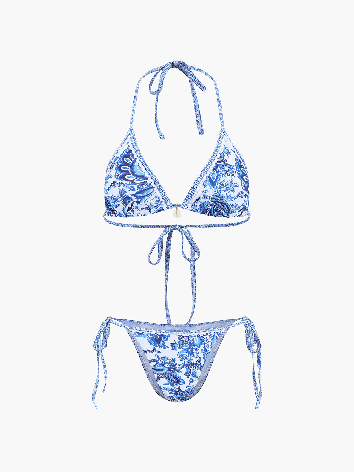Lorine Mönstrad Halter Knuten Bikini Set 