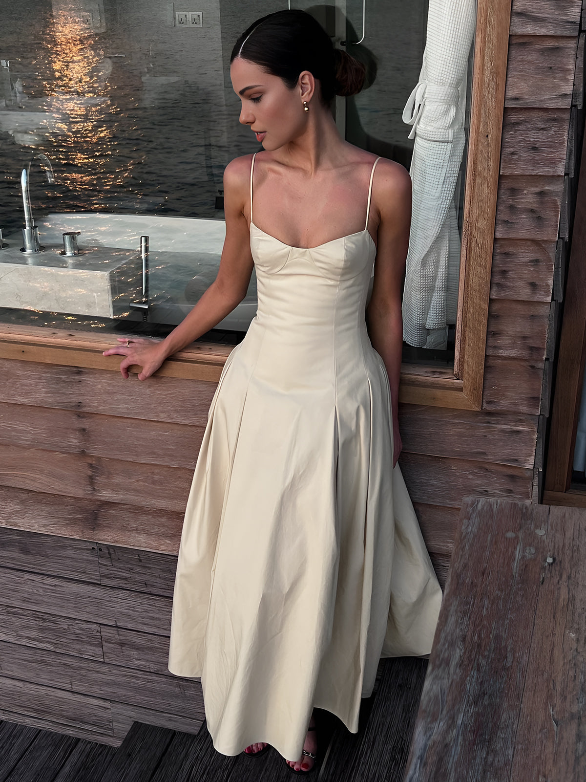 SirŽ Langes, plissiertes Camisole-Kleid 