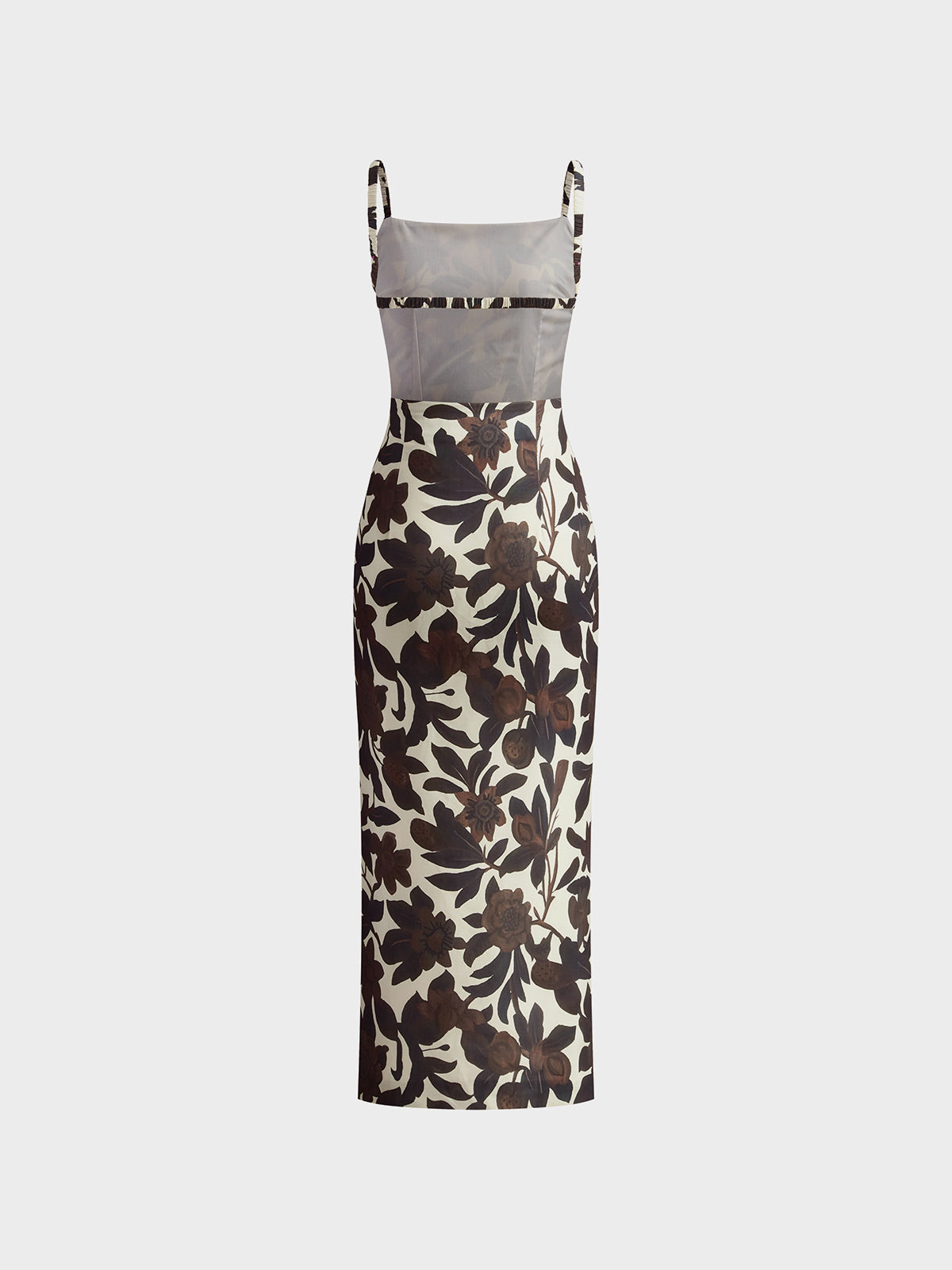 Rückenfreies, bedrucktes Kleid mit Schlitz und Reißverschluss von Serine 