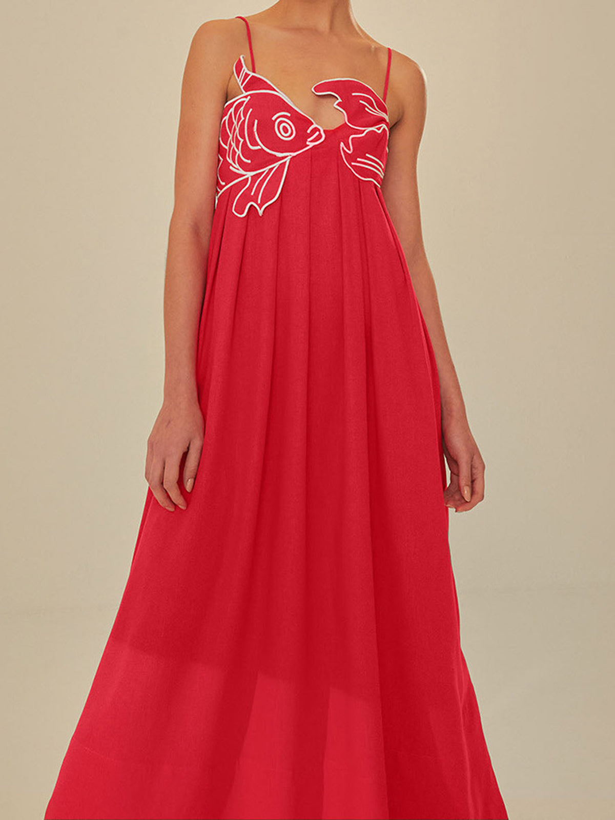 Rila – Halbtransparentes Camisole-Kleid mit Fischstickerei 