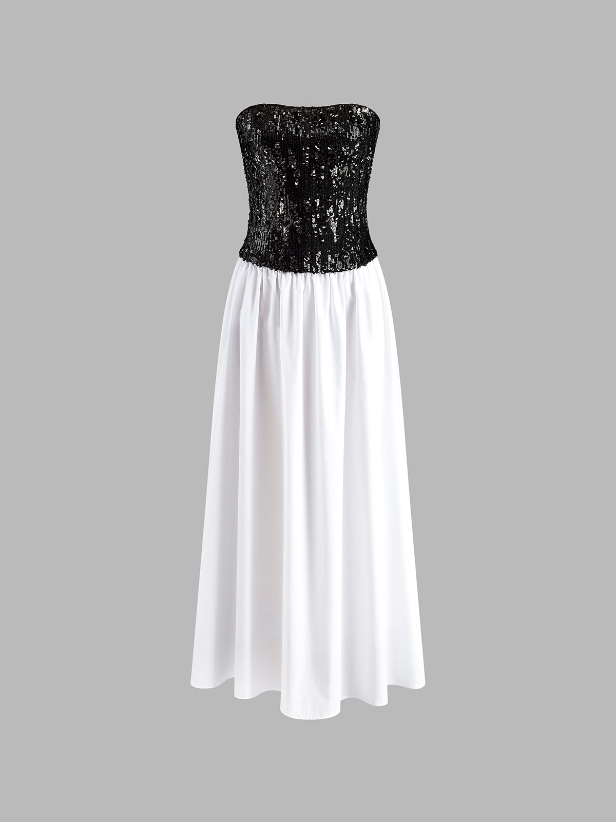 Solarfire – Langes Schlauchkleid mit plissierten Pailletten 