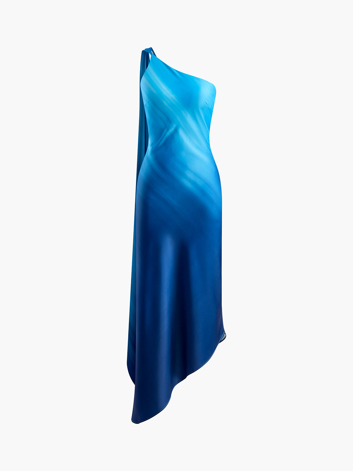 Iridwind – Asymmetrisches, langes Kleid mit Farbverlauf und einer Schulter 