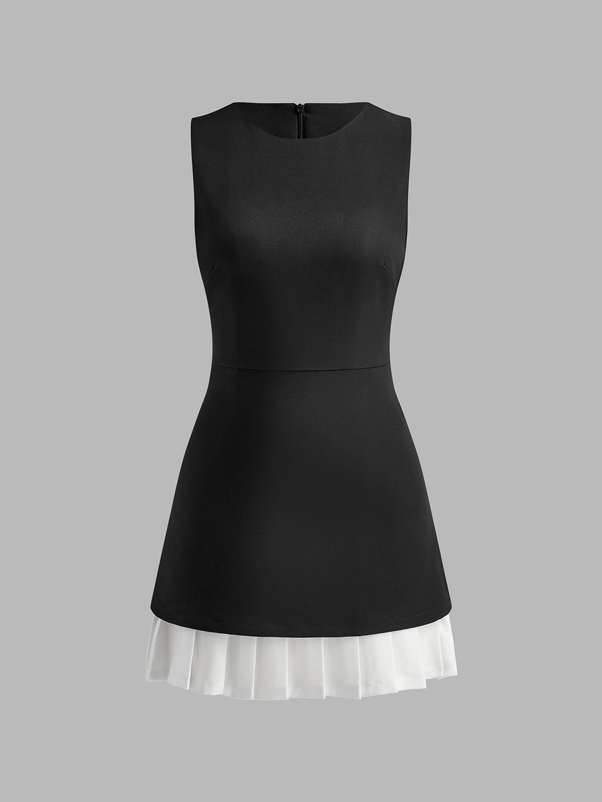 Zweifarbiges ärmelloses kurzes Plisseekleid Silene 