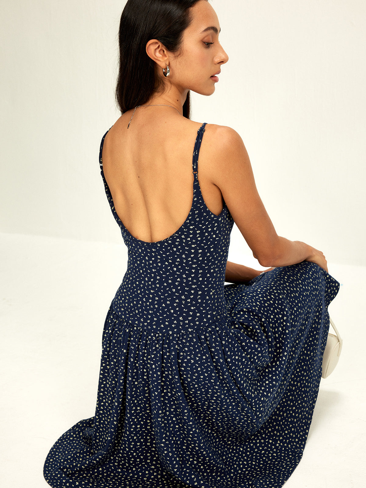 Luminwind – Bedrucktes Kleid mit Brustbesatz aus reiner Baumwolle 