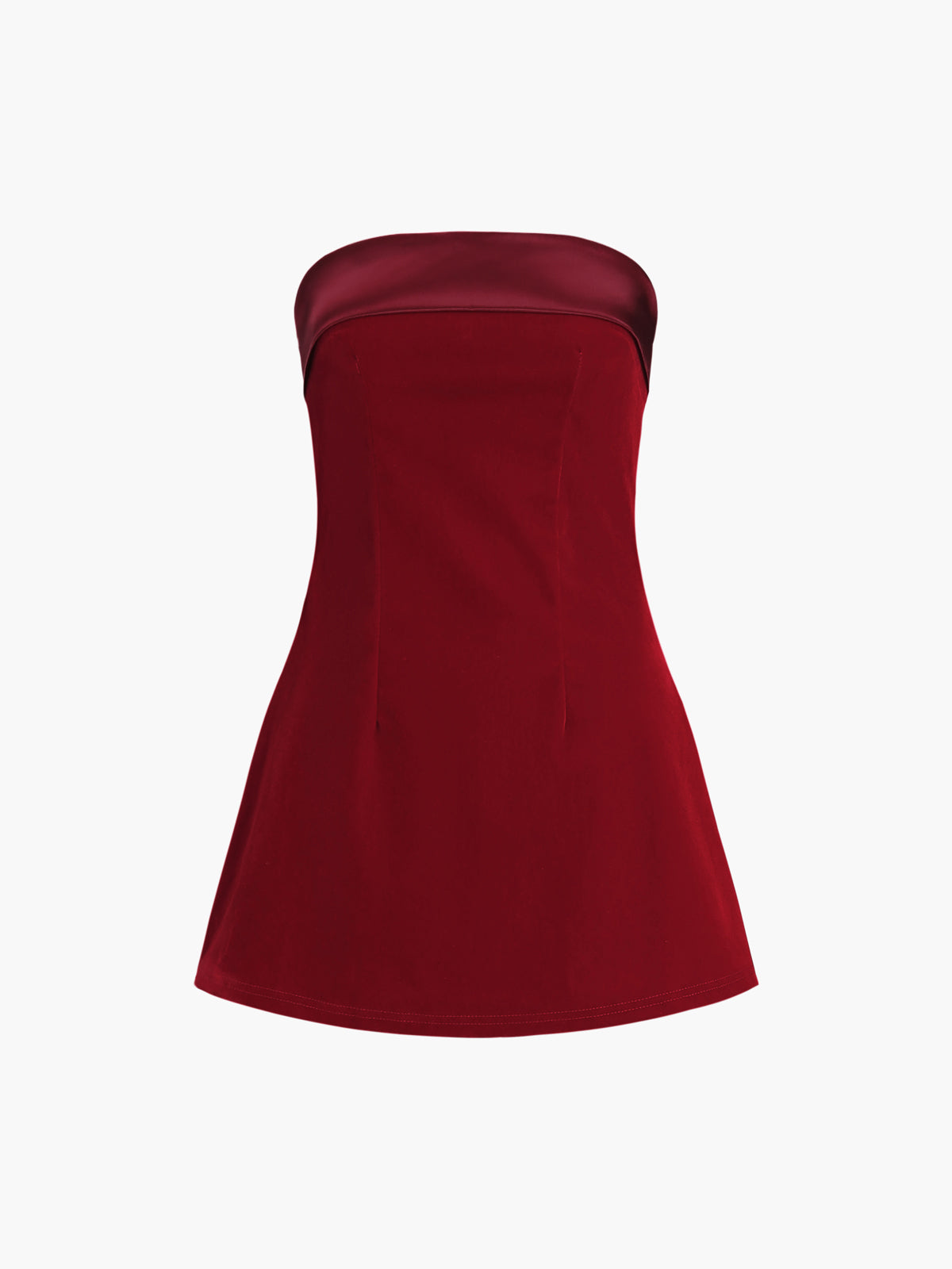 Trägerloses kurzes Kleid aus Satinsamt Moonloom 