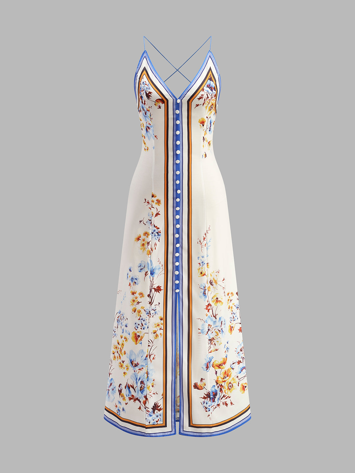 Liene – Lässiges, langes Neckholder-Kleid mit Blumenmuster 
