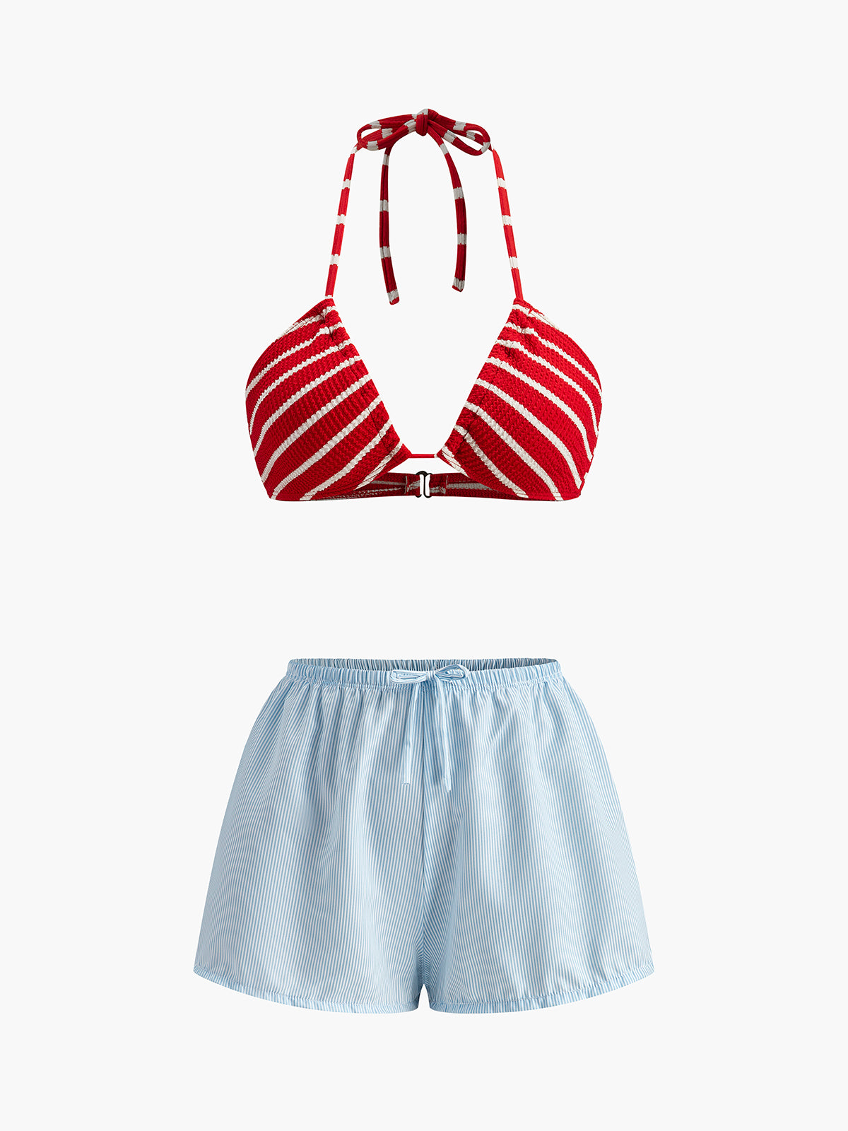 Myrise Randig Bikini Med Matchande Shorts 