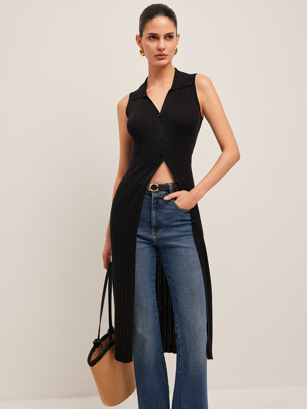 Meriel Ribbed Button-Up Knit Dress