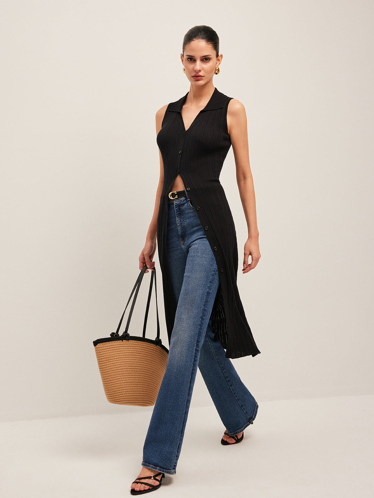 Meriel Ribbed Button-Up Knit Dress