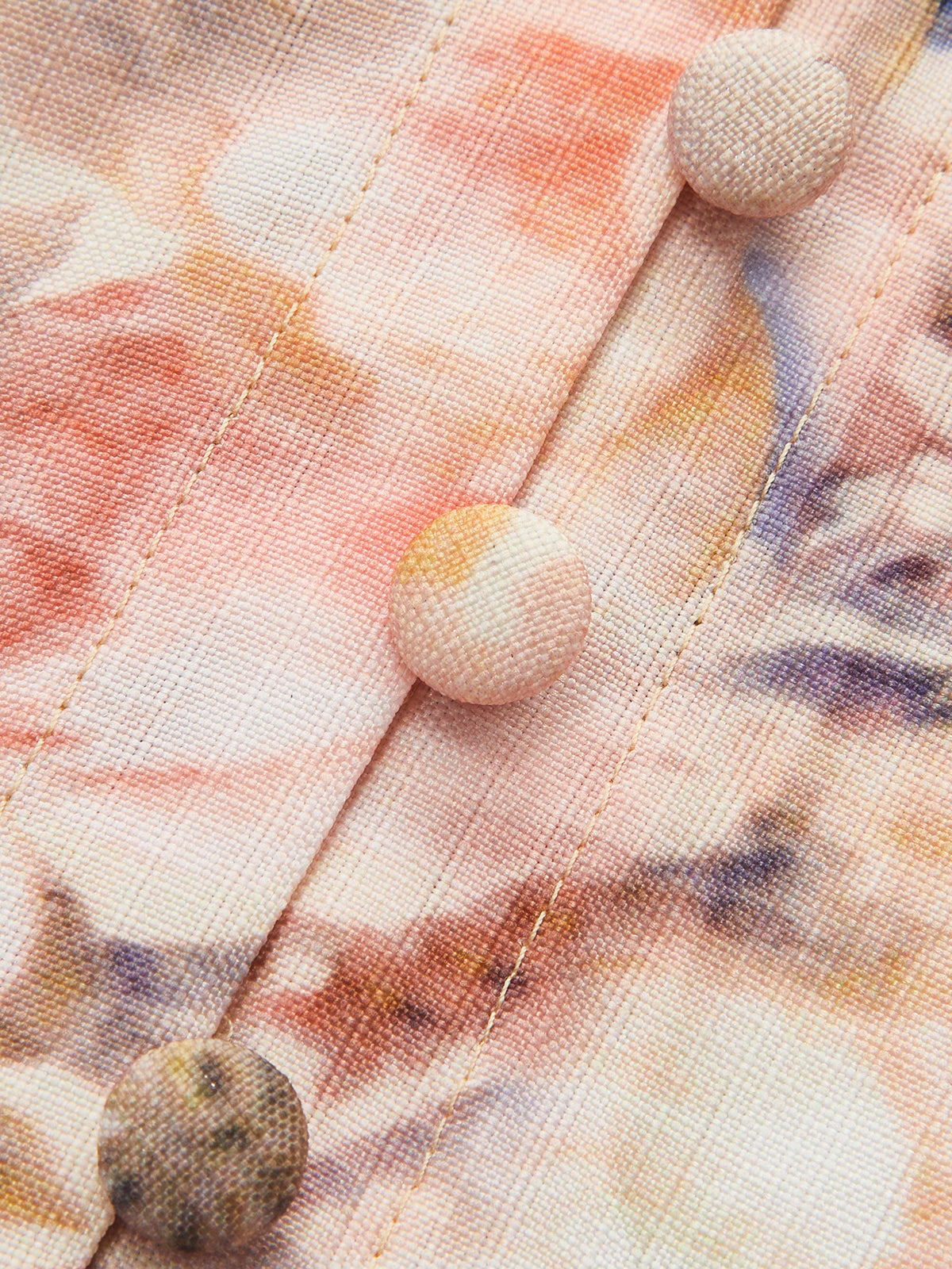 Viane Blommig Klänning Med Bälte Och Ballongärm 