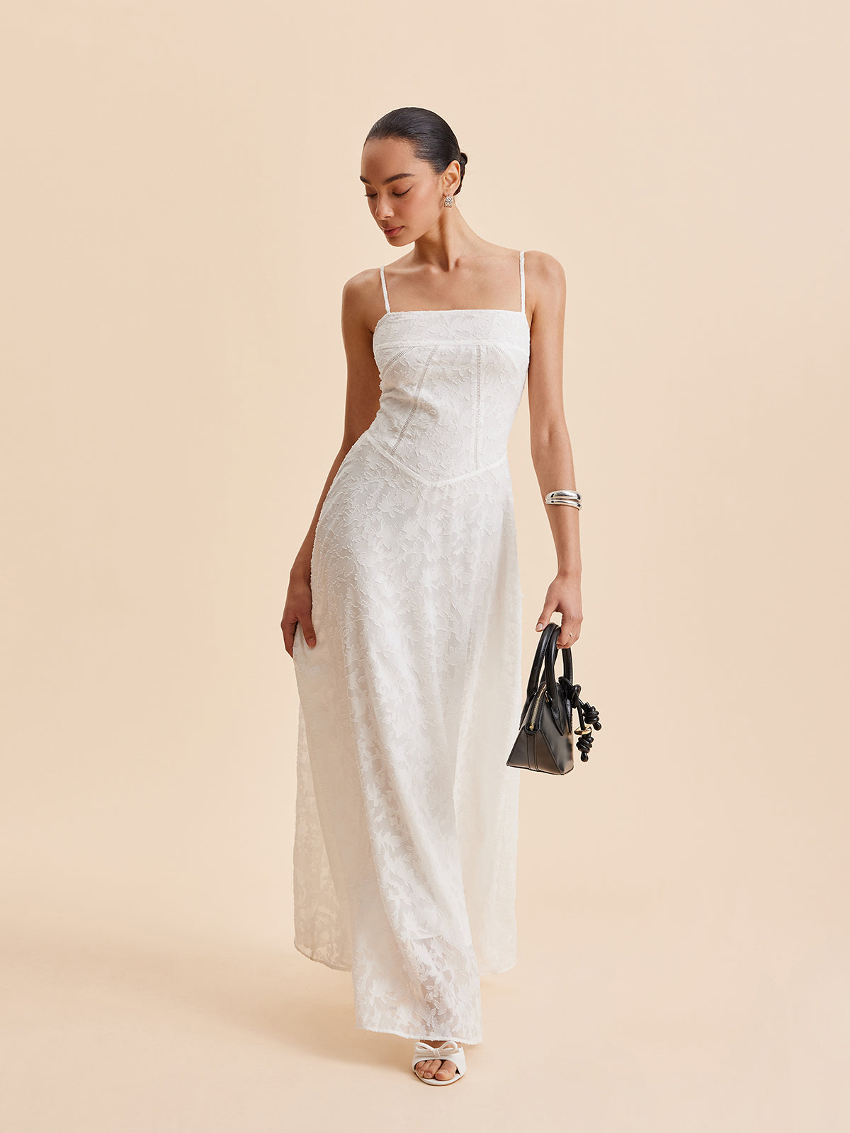 Luminlow Chiffon-Camiliekleid mit floraler Spitze 
