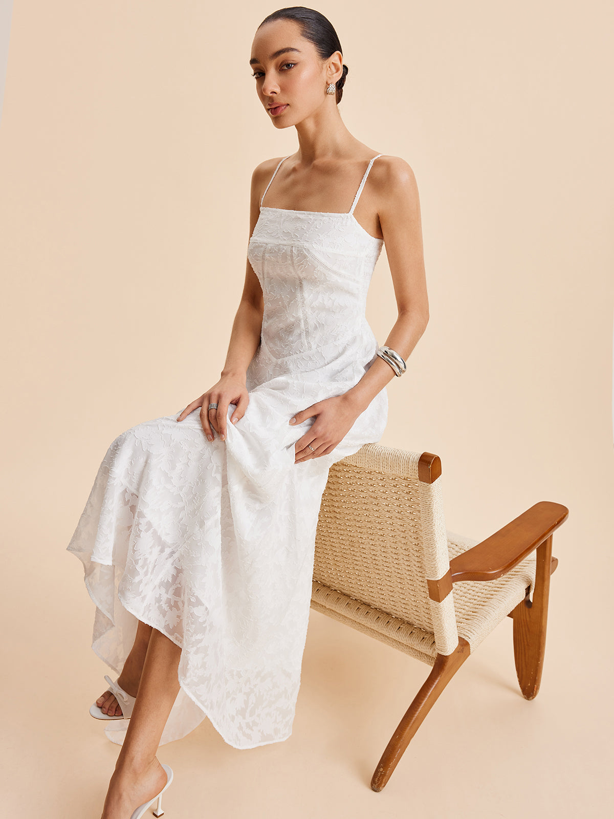 Luminlow Chiffon-Camiliekleid mit floraler Spitze 