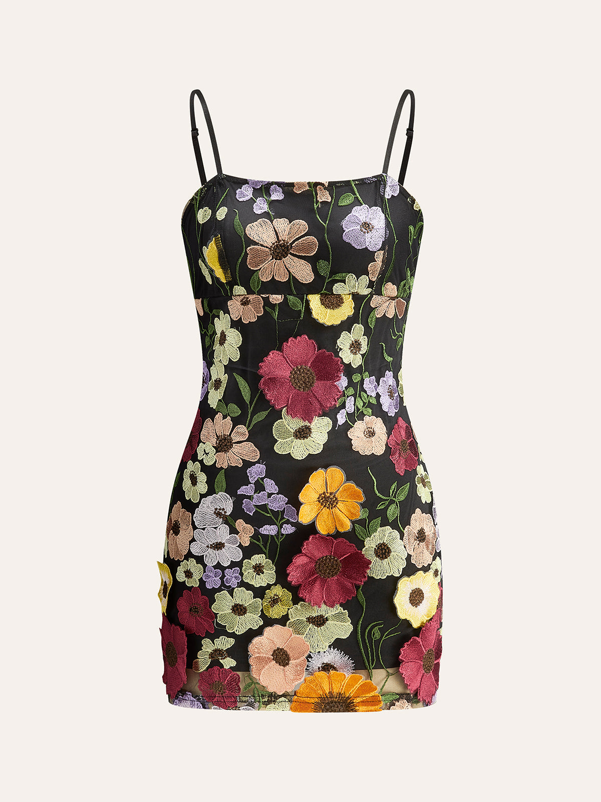 Luminessa – Buntes Netzkleid mit Blumenstickerei 