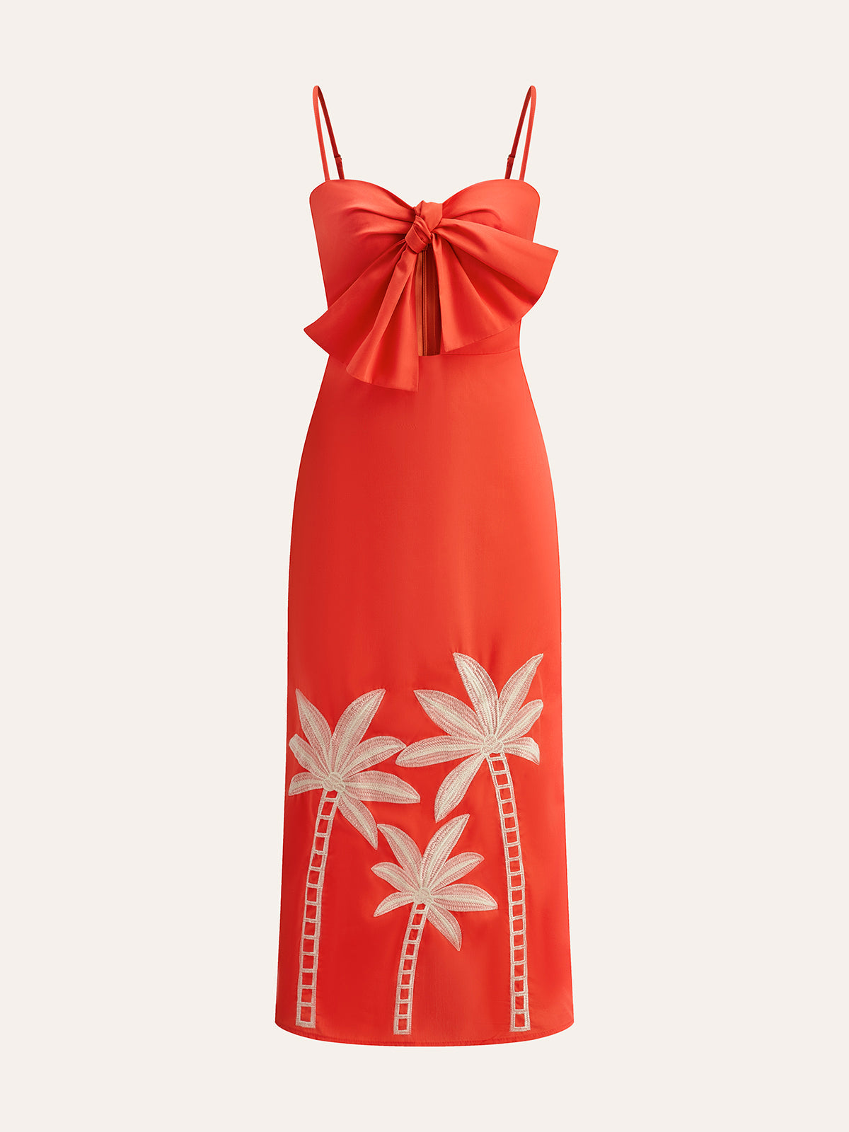 Qelviel Embroidered Bow-Detail Cami Dress