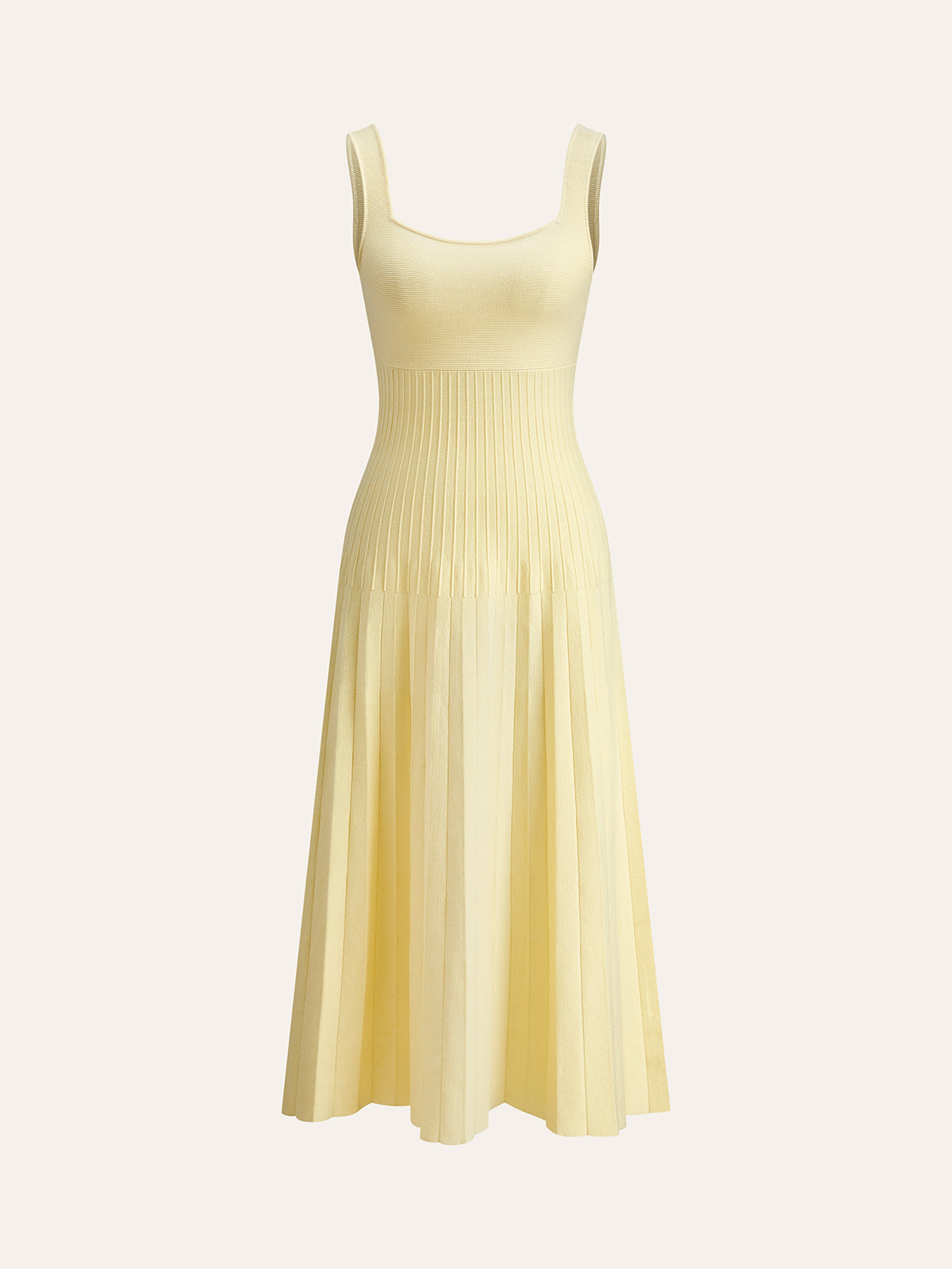 Naly Square-Neck Ribbed Knit Dress