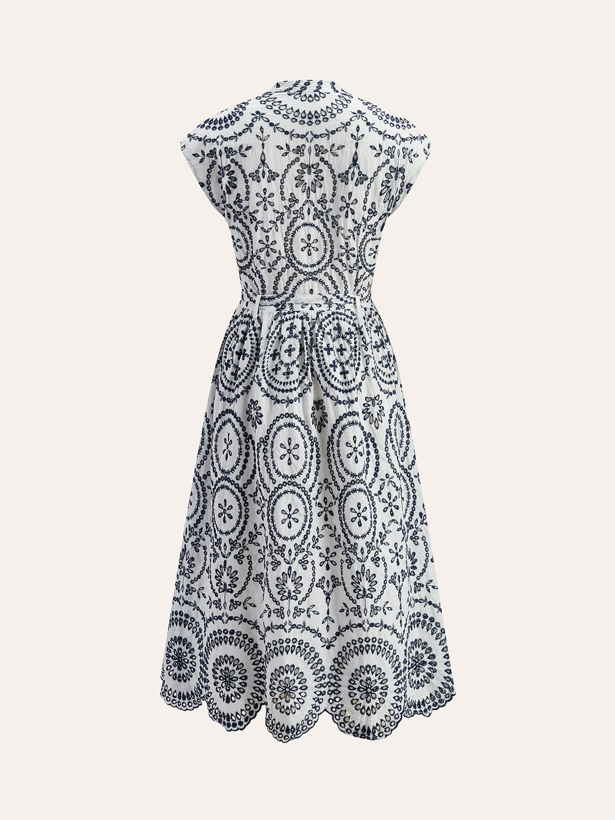 Miraclerose – Besticktes Kleid mit V-Ausschnitt und Gürtel 
