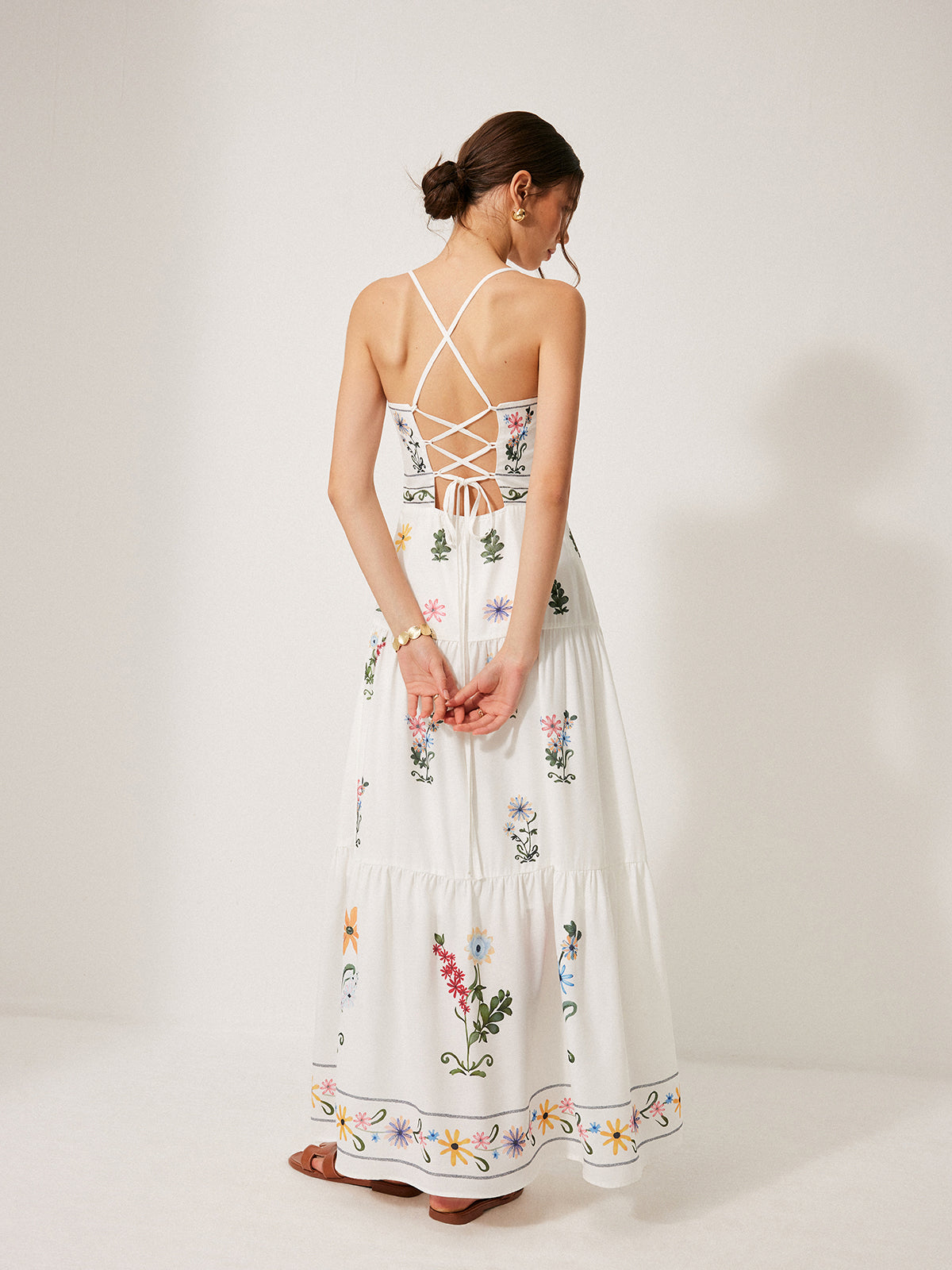 Celestbloom Boho Klänning med Spetsning och Topp i Ryggen 