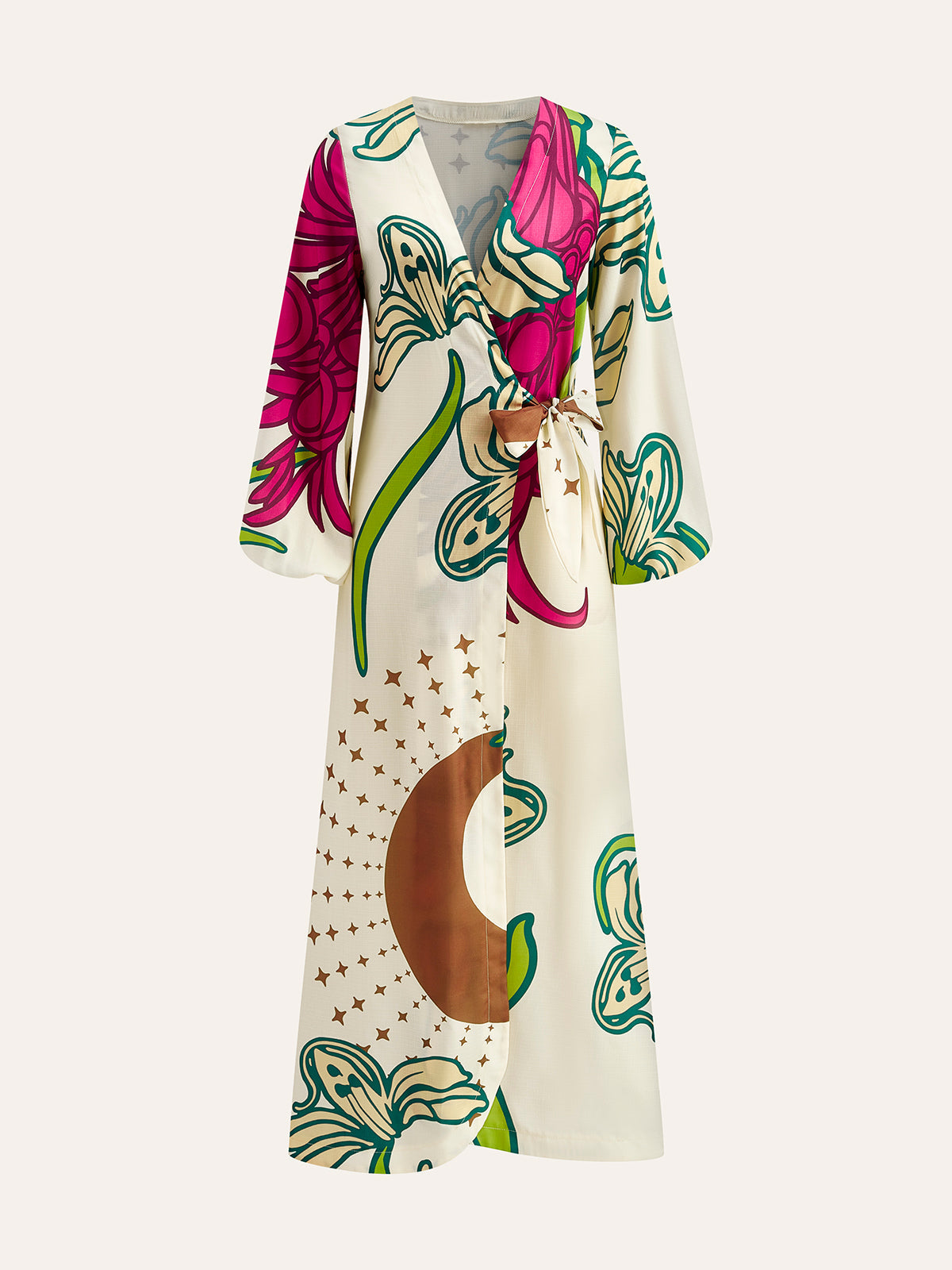 Luminfire – Wickelkleid mit Blumenmuster und Bindegürtel