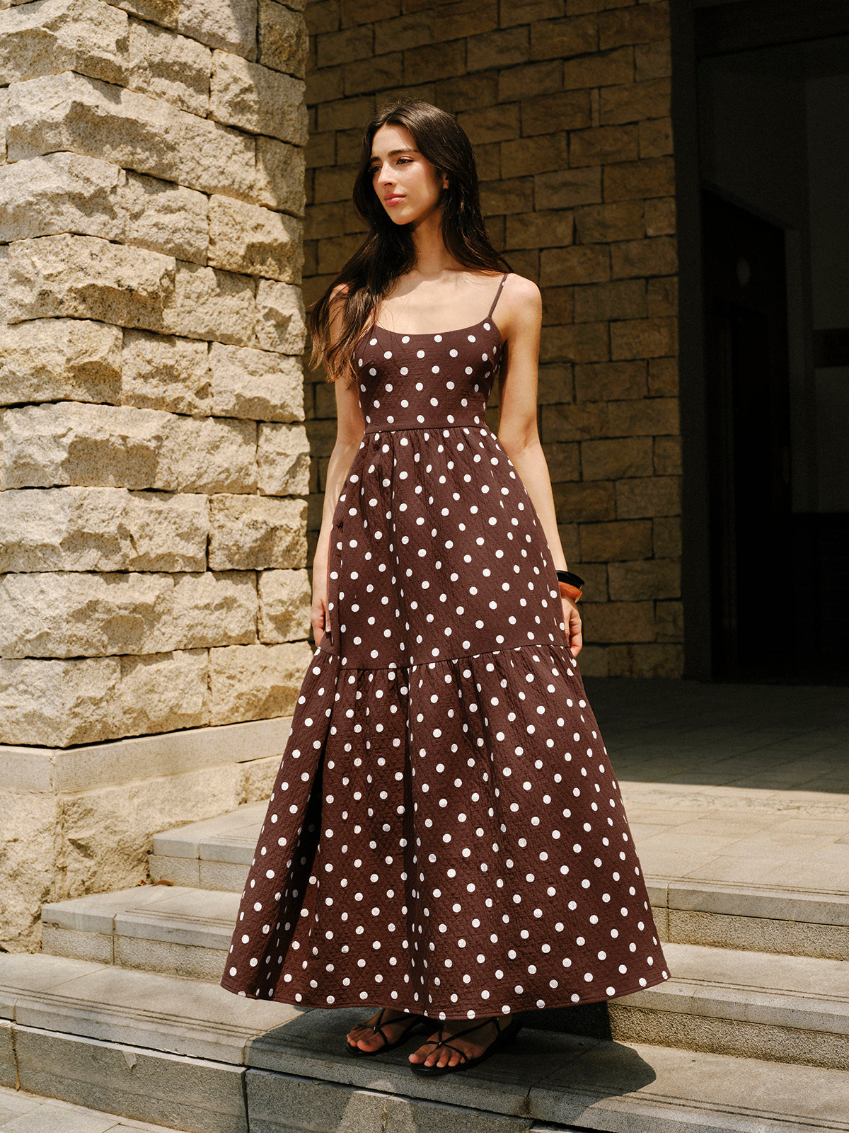 Lysvine – Rückenfreies Kleid aus Baumwolle mit Punkten 