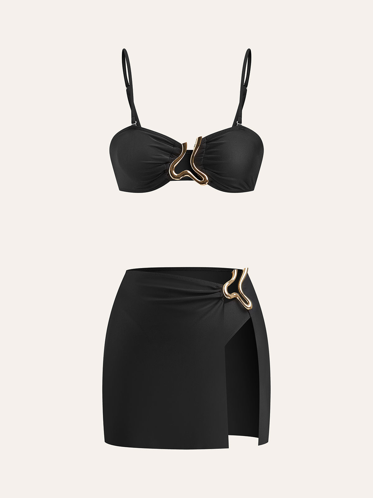 Savane Bikiniset med gyllene detaljer och övertäckande kjol 