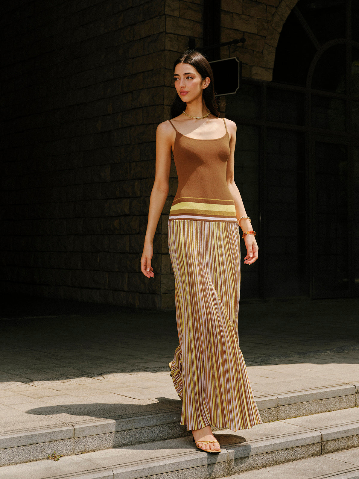 Serapdust Striped Knit Cami Dress