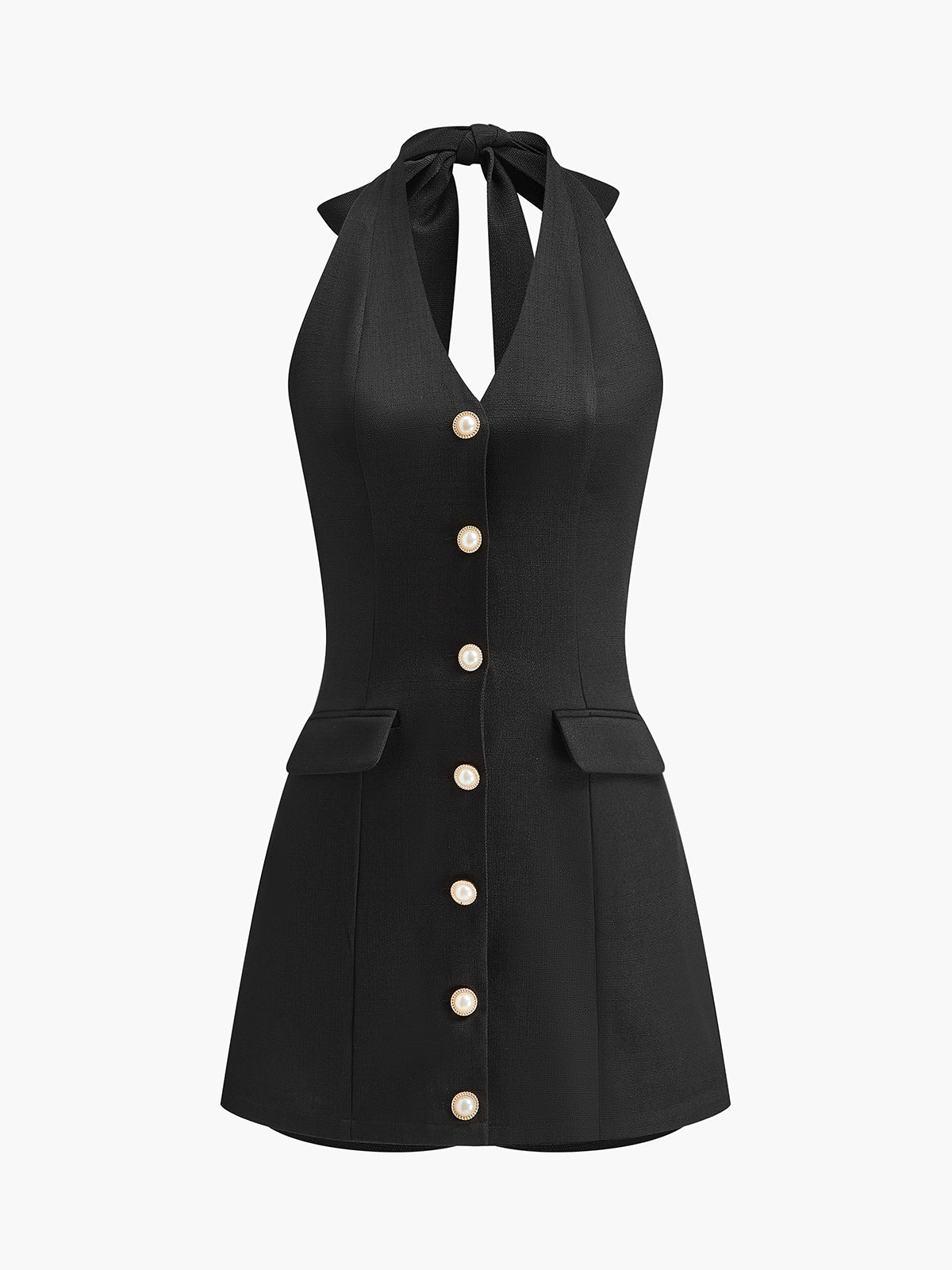 Jumpsuit med halterneck och knappar framtill