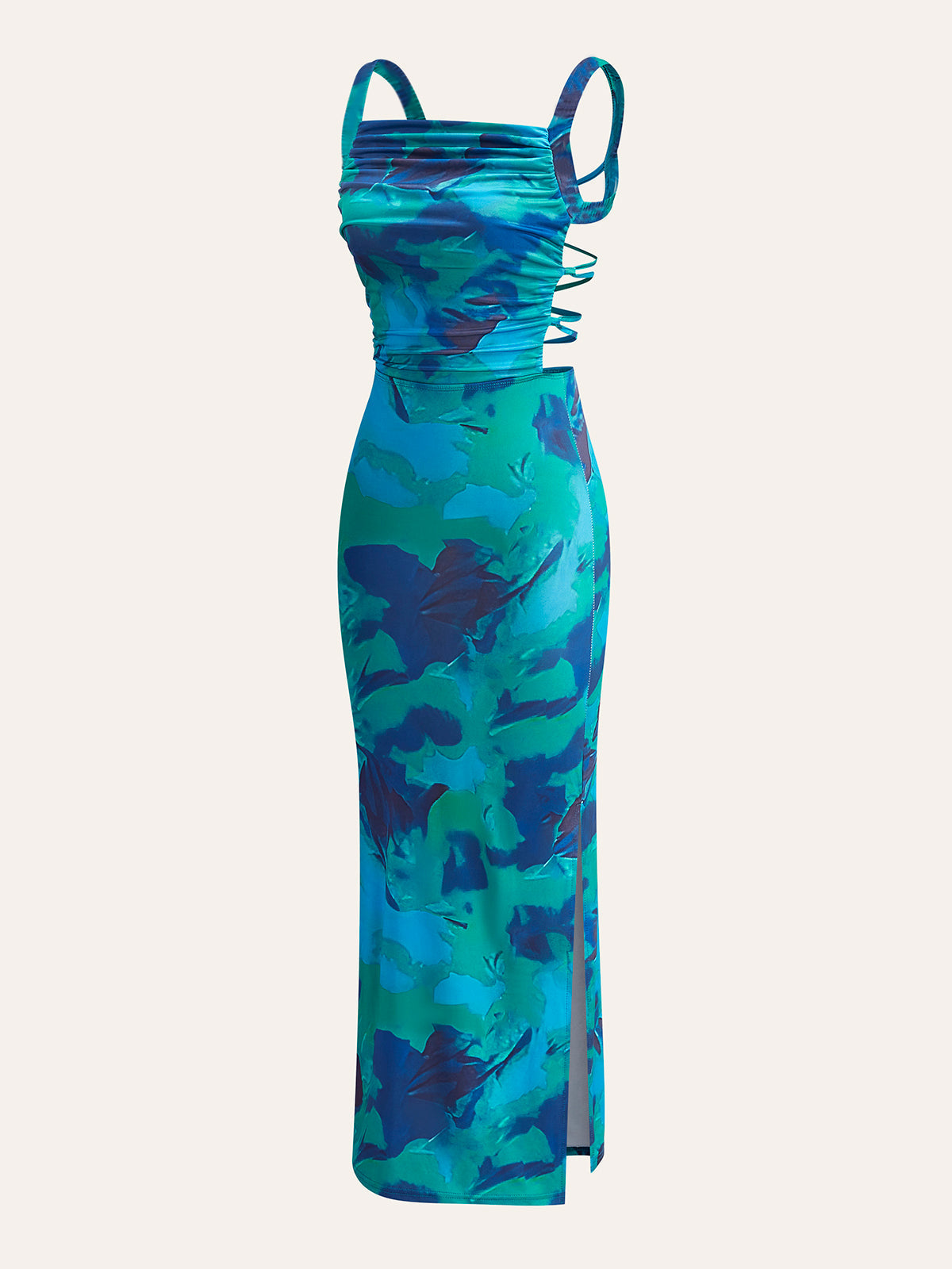 Bedrucktes Kleid mit überkreuzter Schnürung und Shimmerlace-Muster 