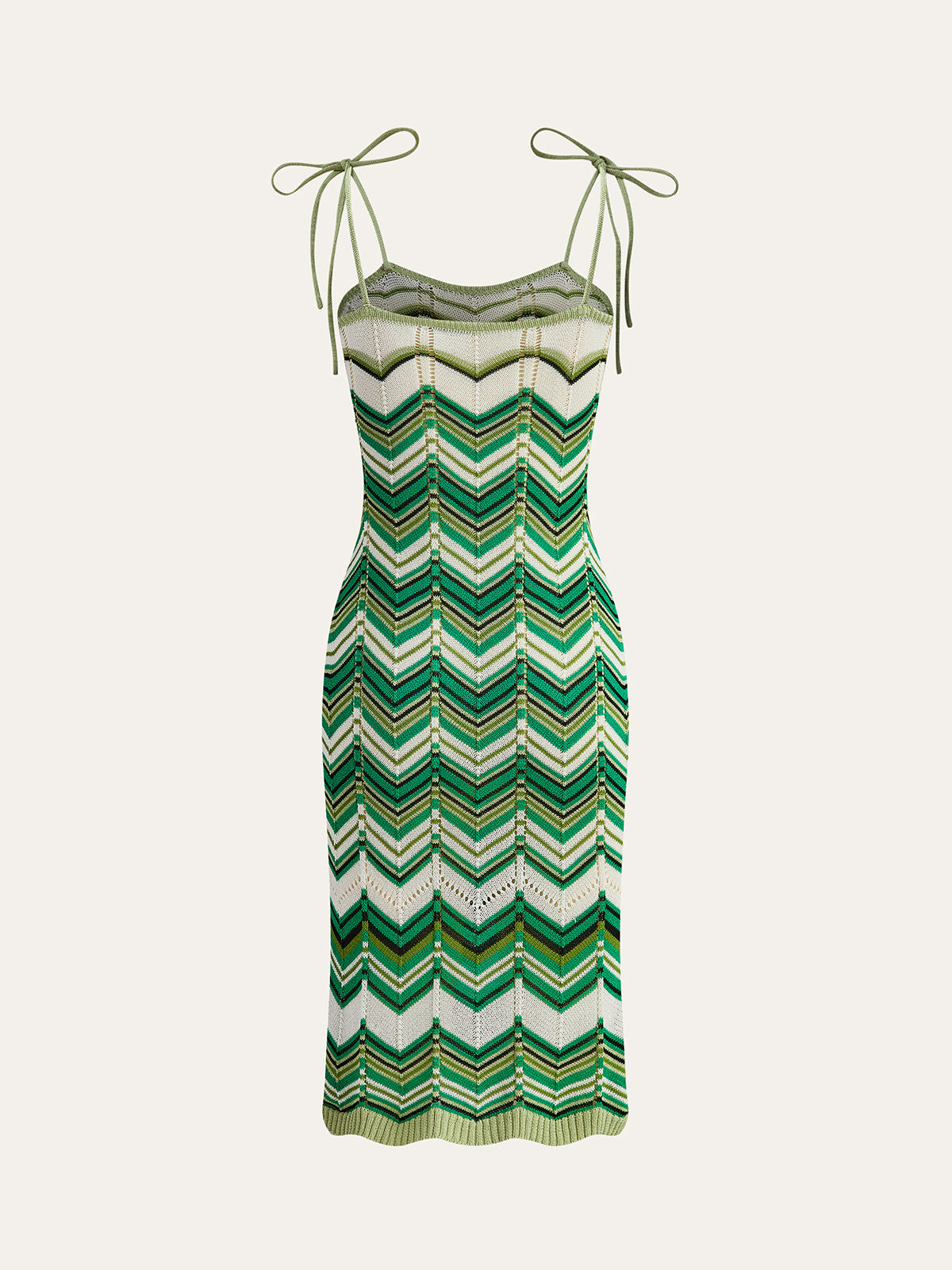Majestfire Chevron-Patterned Tie-Strap Knit Midi Dress