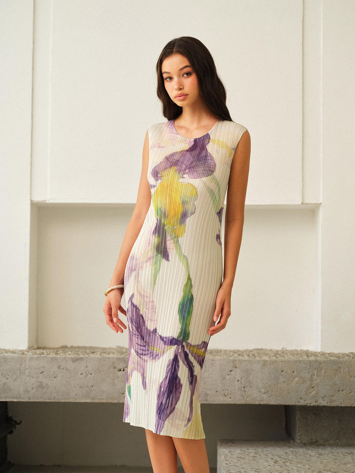 Ärmelloses Kleid mit Blumendruck „Majesty“ 