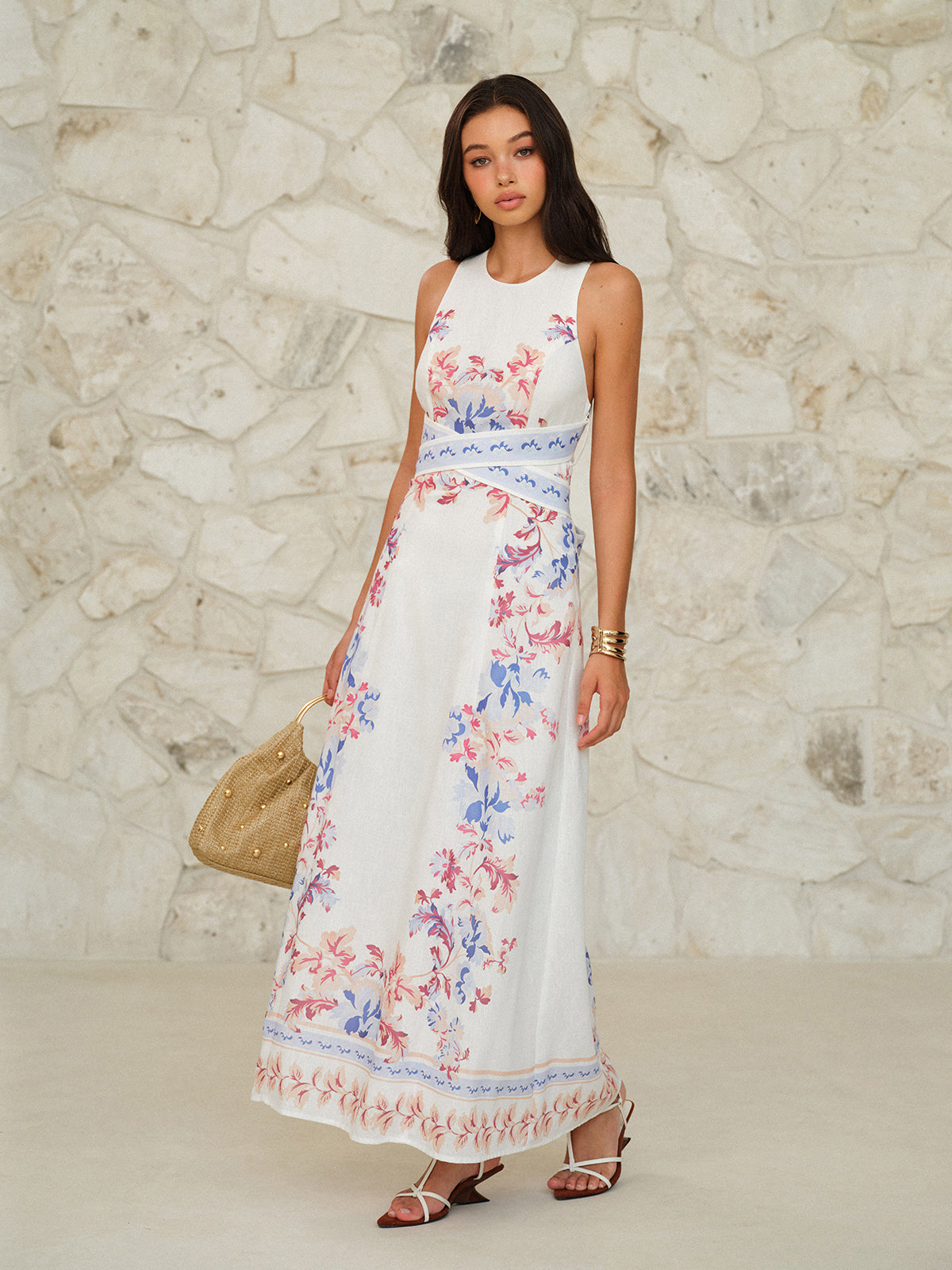 Luxspun – Ärmelloses Maxikleid mit Blumenmuster 