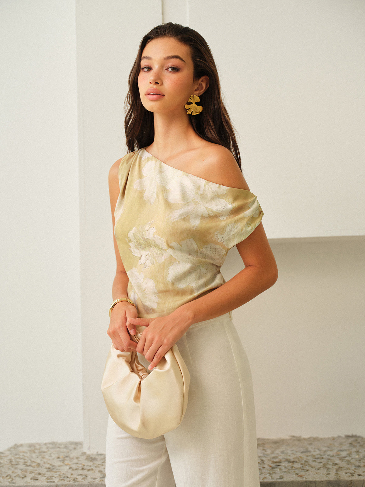 Valore One-Shoulder-Top mit Blumenmuster 