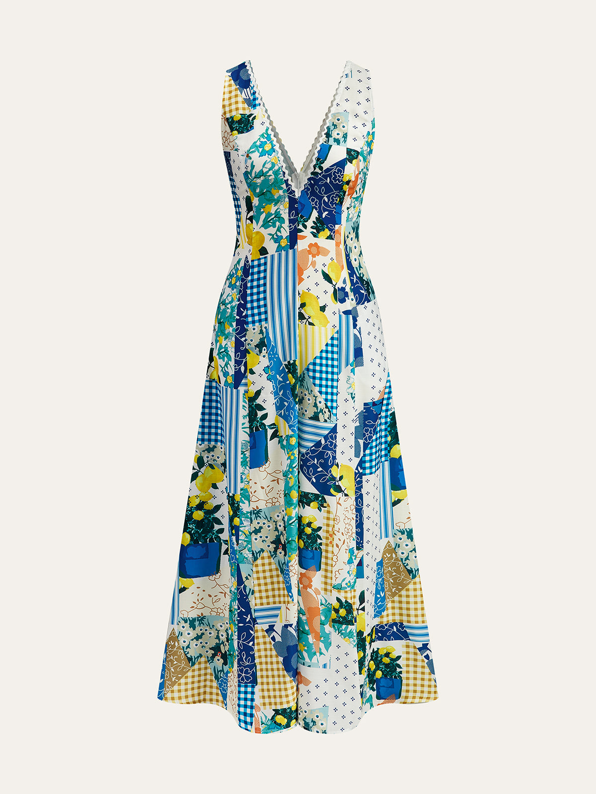 Lorette Langes Kleid mit Spitzenbesatz und Lemonade-Print 