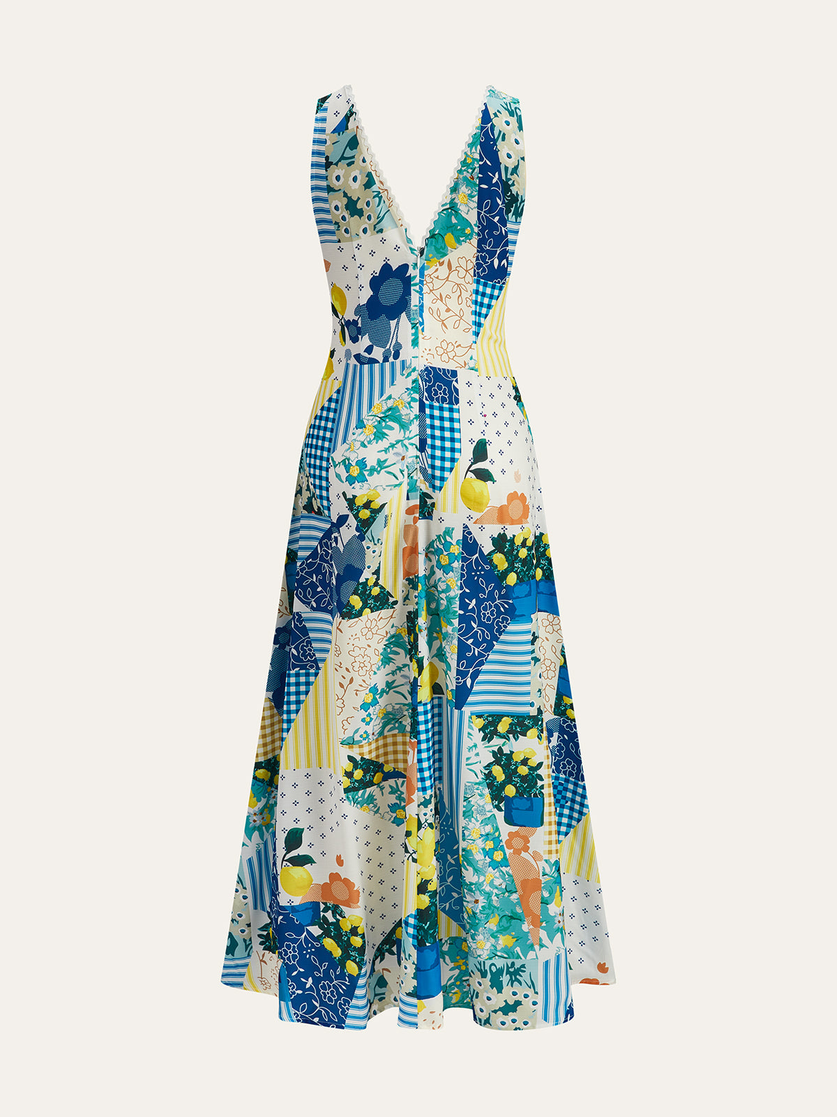 Lorette Langes Kleid mit Spitzenbesatz und Lemonade-Print 