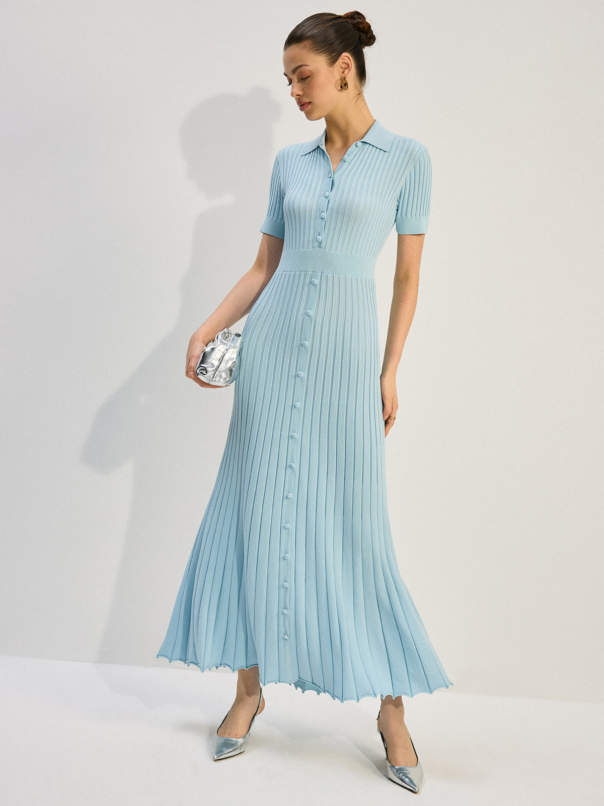 Daliel Knit Button-Front Maxi Dress