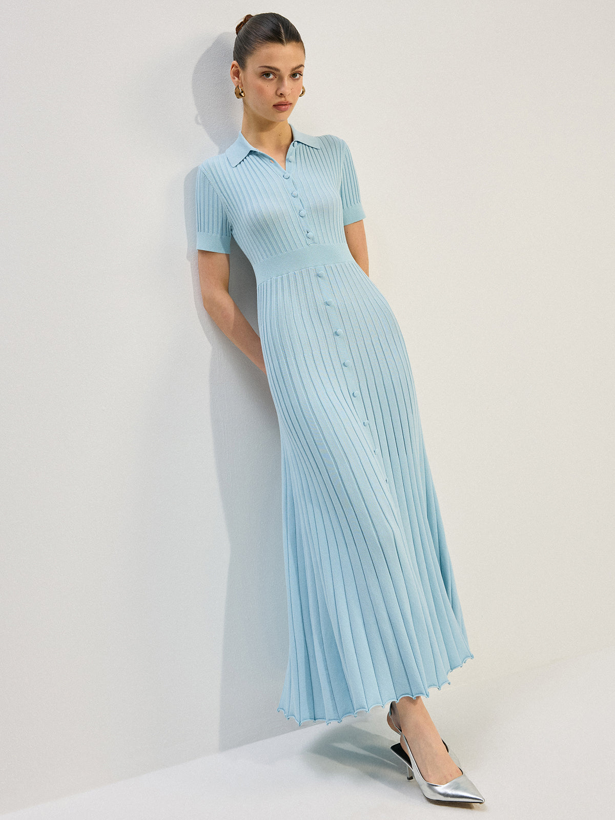 Daliel Knit Button-Front Maxi Dress