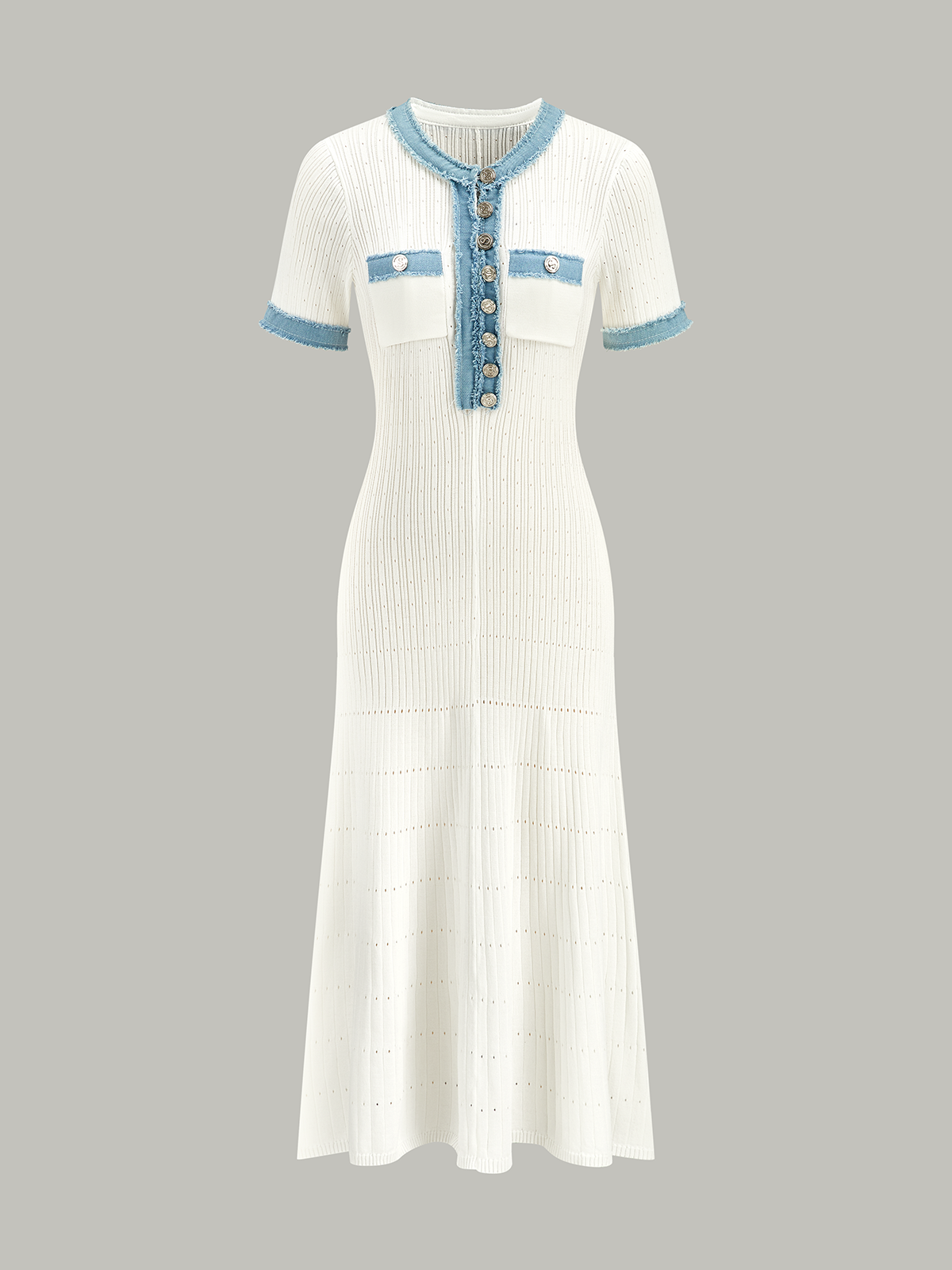 Evelviel Trimmed Knit Midi Dress