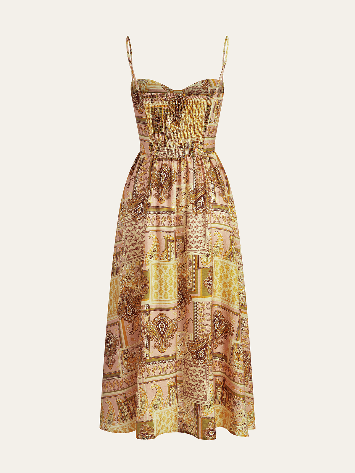 Qelveth Paisley Print Spaghetti Strap Midi Dress