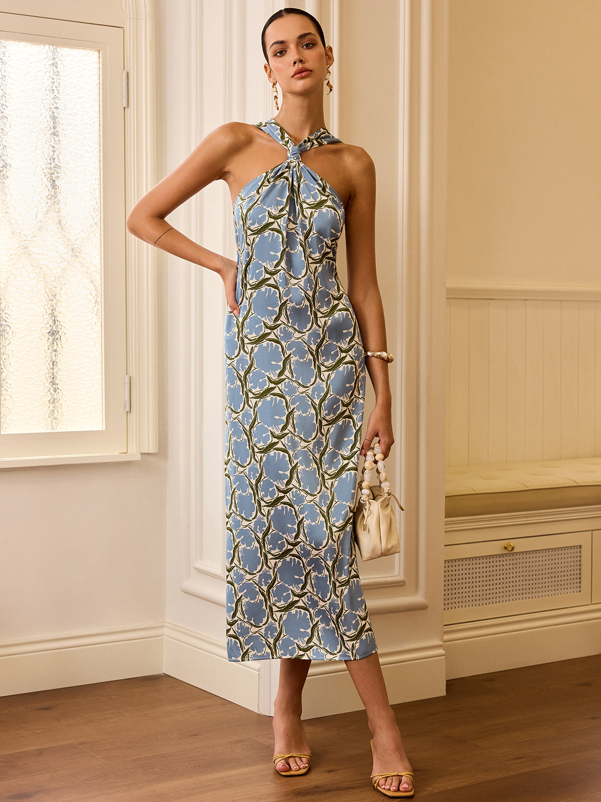Novae – Neckholder-Midikleid mit Blumenmuster 