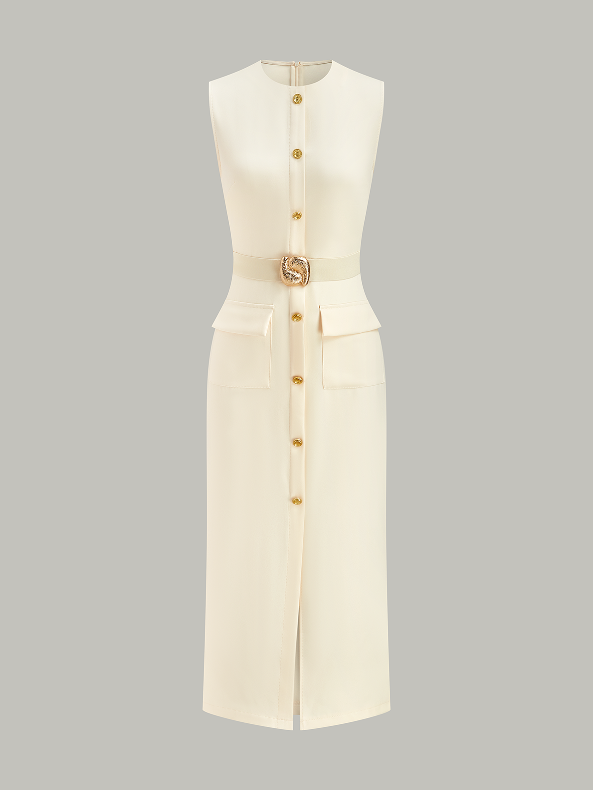 Opalglow Maxikleid mit Knopfleiste und Gürtel