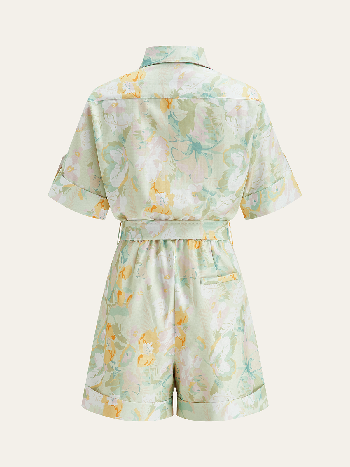 Crystalweave Pocketed Skärpade Blommiga Jumpsuits 