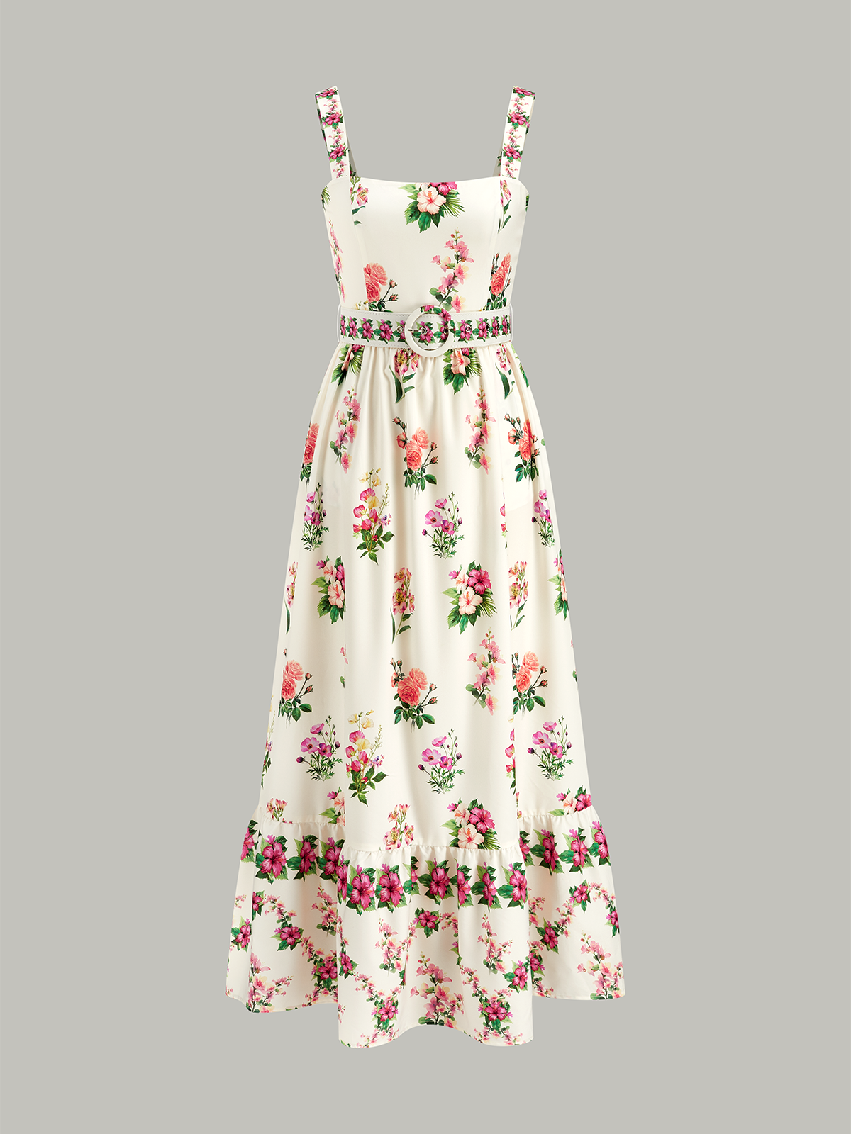 Opalette – Midikleid mit Blumenmuster und Gürtel