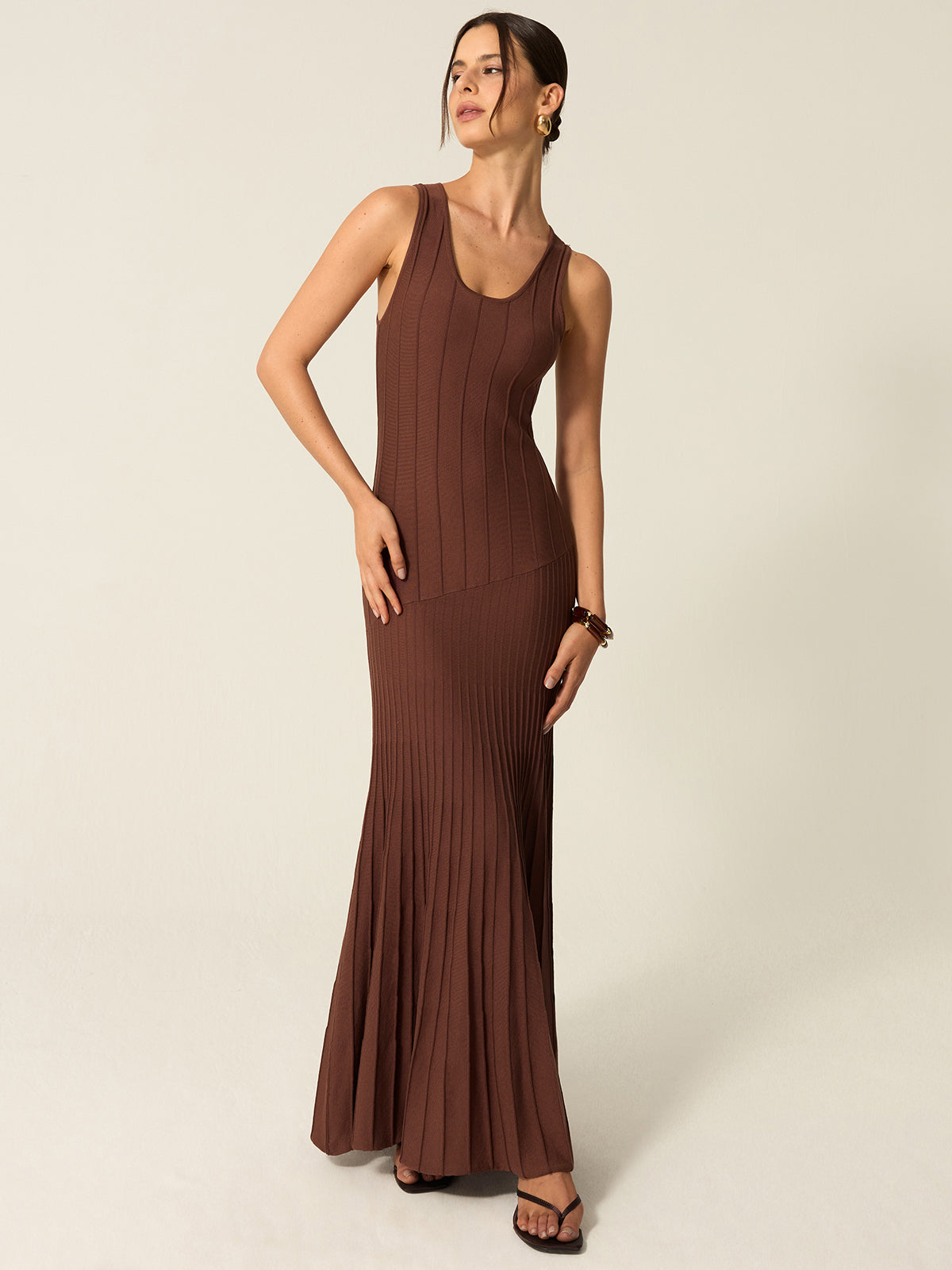 Thyvine Ribbed Knit Maxi Dress