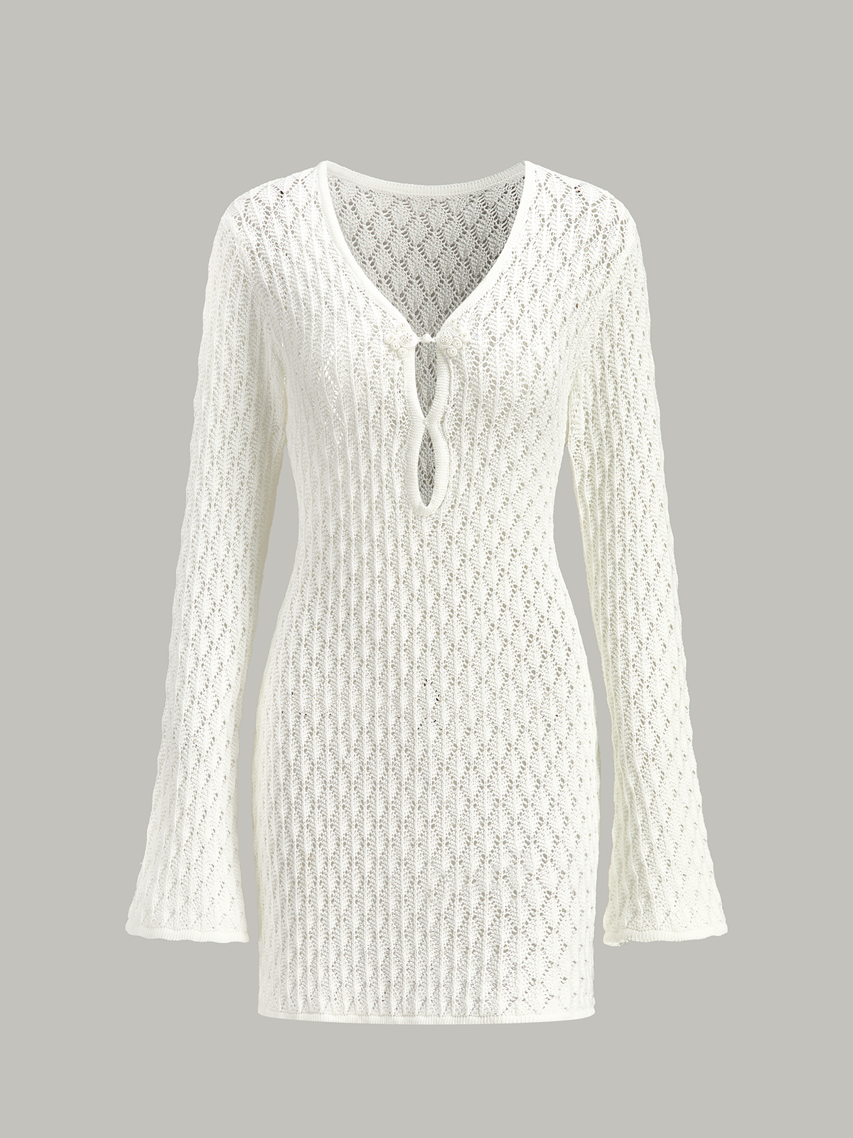 Enchantdust Sheer Knit Sweater Dress with Cut-Out Detail