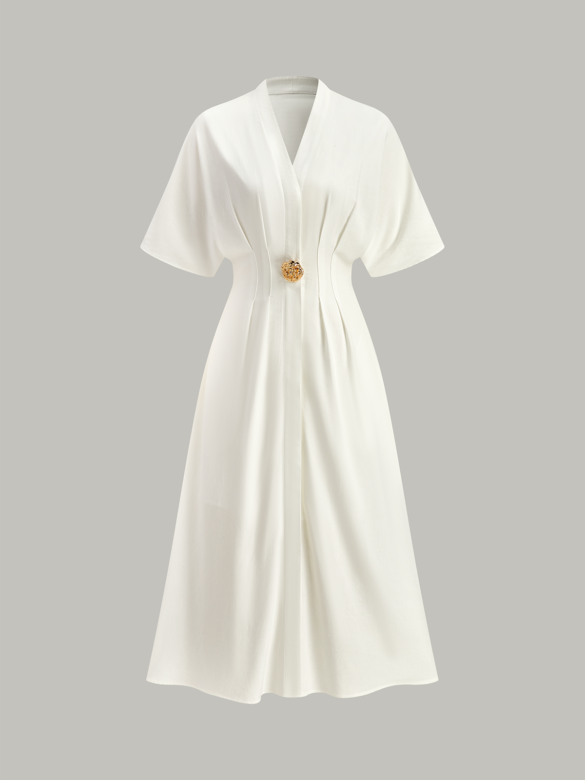 Midikleid mit V-Ausschnitt und Prism-Metalldekor 