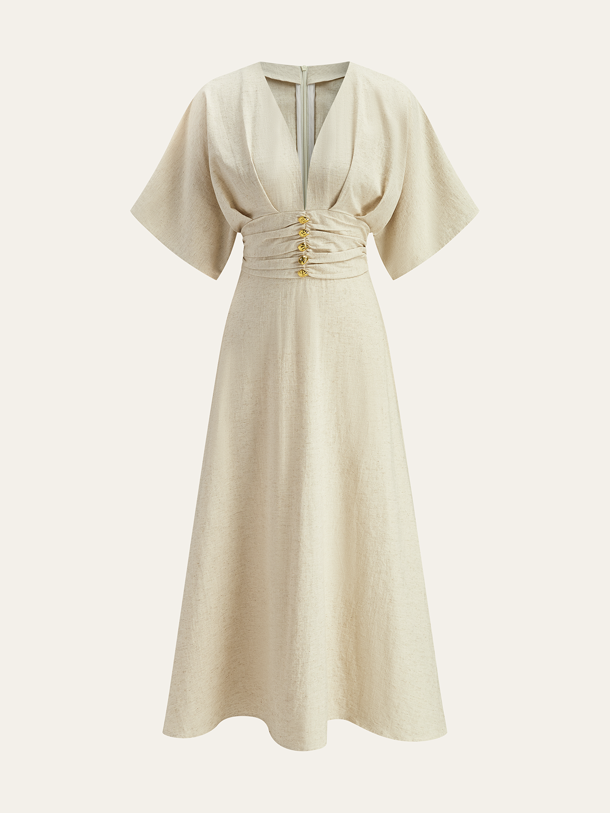 Mariel – Gerüschtes Midikleid mit Metalldekor 