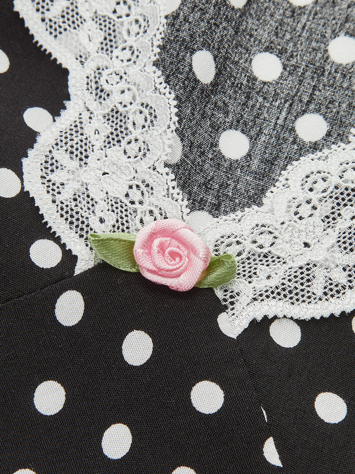 Dadine Polka Dot Spets-Trim Klänning 