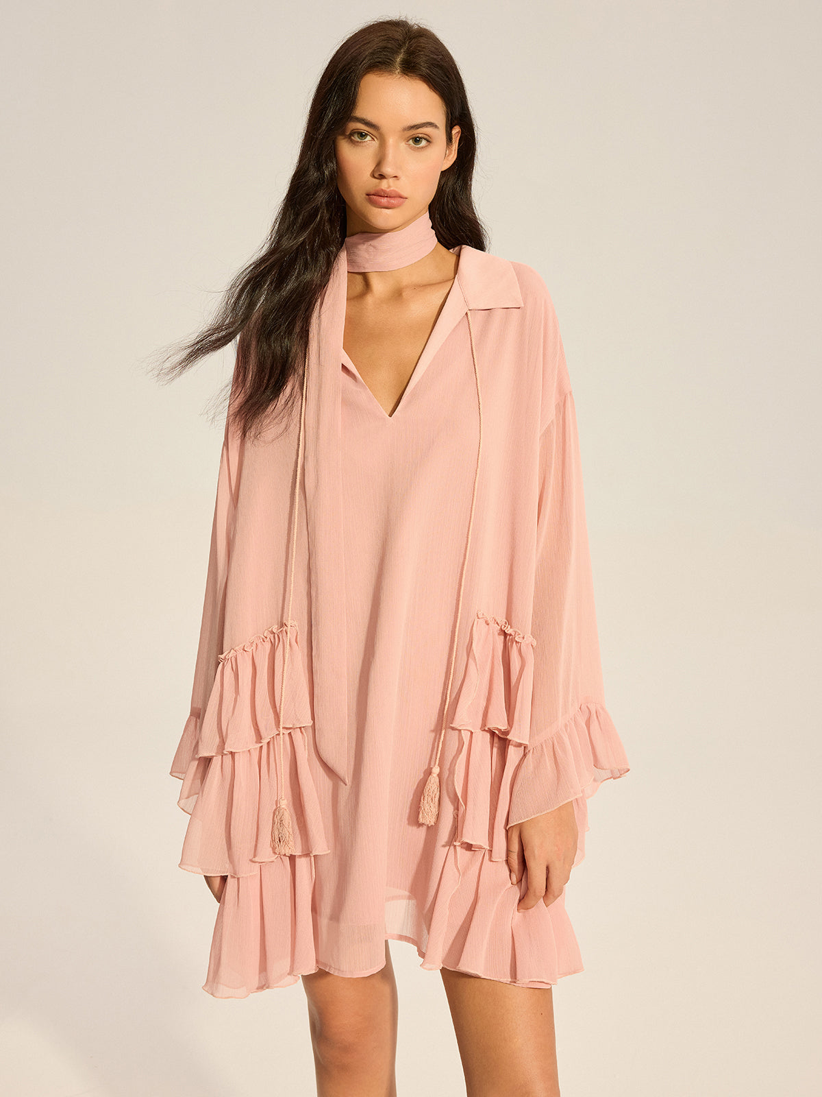 Luxglow – Chiffon-Minikleid mit Rüschen 